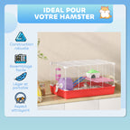 Cage hamster, cage rongeur à 2 niveaux, base amovible nettoyage facile, cabane, roue d'exercice, 47 x 30 x 27 cm, blanc-6