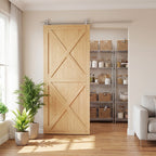 152CM Quincaillerie porte coulissante de grange, rail porte coulissante de 76 cm de large, épaisseur 30 mm, argenté-9