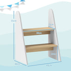 Marche pied enfant marchepied enfants 2 marches pour enfants 3 à 8 ans en bois charge max. 20 kg blanc-2