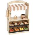 Marchande Enfants en Bois, Caisse Enregistreuse, Aliments Factices, Tableau à Craie et 61 Accessoires, pour 3 à 8 Ans-0