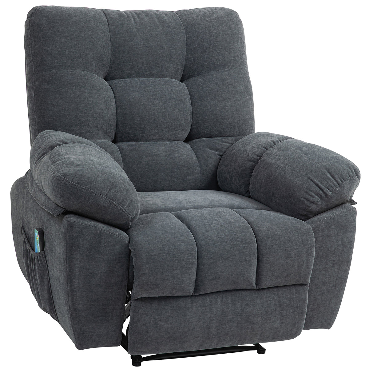 Fauteuil de massage fauteuil relax avec vibration chauffage, inclination manuelle, télécommande inclus, gris-0