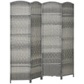 Paravent intérieur en bois 4 panneaux séparateur de pièce pliable pour salon chambre 180 x 180 cm gris mélangé-0