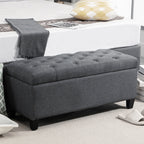 Banc de rangement pouf salon bout de lit coffre de rangement pour salon, chambre, entrée, 100 x 40 x 44 cm, gris foncé-1