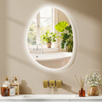 Miroir de Salle de Bain Asymétrique LED 70 x 50 cm - 3 couleurs, anti-buée, montage mural avec interrupteur tactile-1