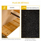 Clapier à lapin cage à lapin 2 niveaux 3 portes verrouillables rampe toit ouvrant bitûmé métal époxy pin pré-huilé-7