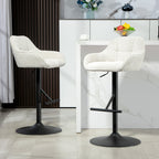 Lot de 2 tabourets de bar chaises de bar hauteur réglable tissu effet lin et base en acier 52,5 x 53 x 86,5-108 cm crème-9