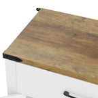 Buffet meuble de rangement style rural 2 tiroirs et 2 placards avec étagères réglables, 120 x 39,3 x 82,5 cm, blanc-7