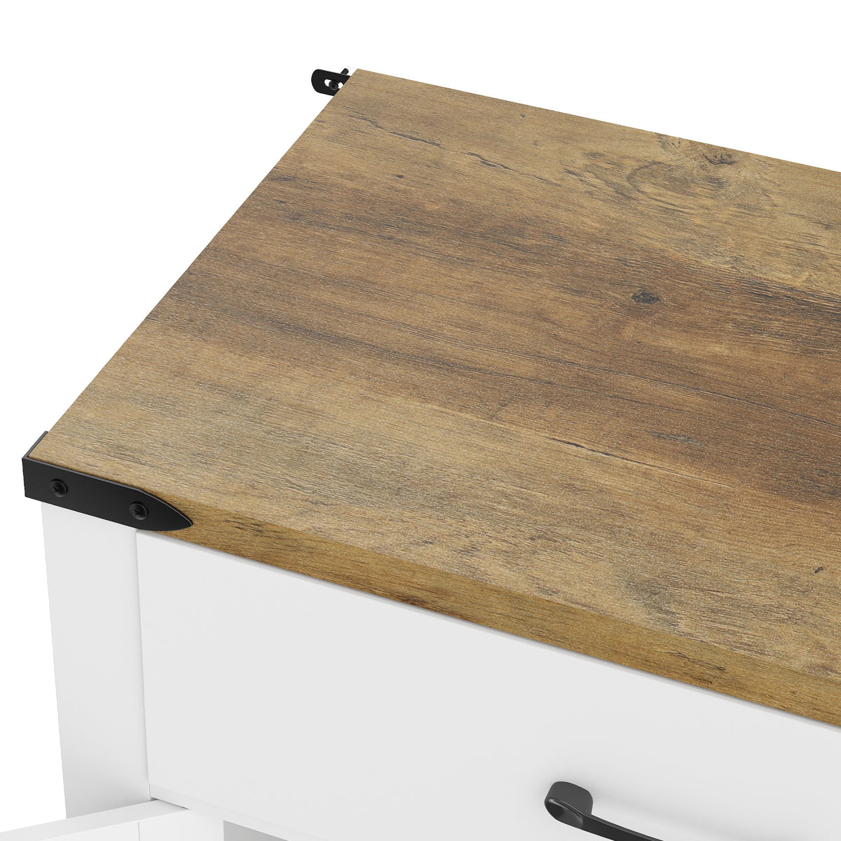 Buffet meuble de rangement style rural 2 tiroirs et 2 placards avec étagères réglables, 120 x 39,3 x 82,5 cm, blanc-7