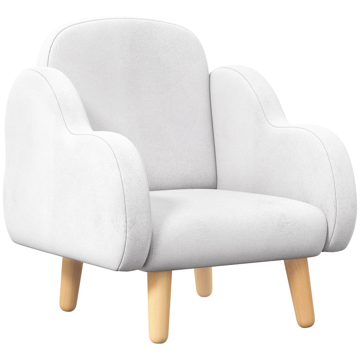 Fauteuil pour enfant design scandinave nuage grand confort avec piètement inclinés et tissu 46 x 51 x 55 cm blanc-0
