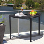 Table de jardin demi cercle - table de balcon demi lune - 100L x 50l x 74H cm résine tressée 4 fils imitation-9