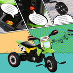 Tricycle Enfants Moto Cross Effets musicaux et Lumineux Coffre Rangement Vert-5
