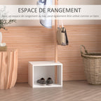 Meuble rangement porte-manteaux 2 en 1 cosy 40L x 30l x 180H cm MDF blanc bois massif bambou-4