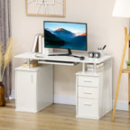 Bureau d'ordinateur, bureau informatique 120 x 55 cm avec plateau pour clavier, 3 tiroirs, pour chambre, domicile, blanc-9