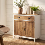 Buffet Salon, Meuble de Rangement avec 2 Portes, Tiroir, Étagère Réglable, 78,5 x 39 x 89,4 cm, Blanc et Chêne-7