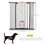 Barrière de sécurité animaux de 104,1H cm avec porte fermeture automatique système de double verrouillage noir-2