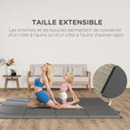 Tapis de gymnastique yoga pilates fitness pliable en 4 avec poignées revêtement synthétique 240 x 120 x 5 cm gris-5