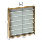 Vitrine pour collection vitrine murale 80 x 9,5 x 83 cm 6 étagères réglables en hauteur 2 portes coulissantes en verre-2