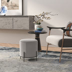 Pouf ottoman tabouret pouf repose-pied en velours pieds en acier pour salon chambre Ø 35 x 38 cm gris clair-9