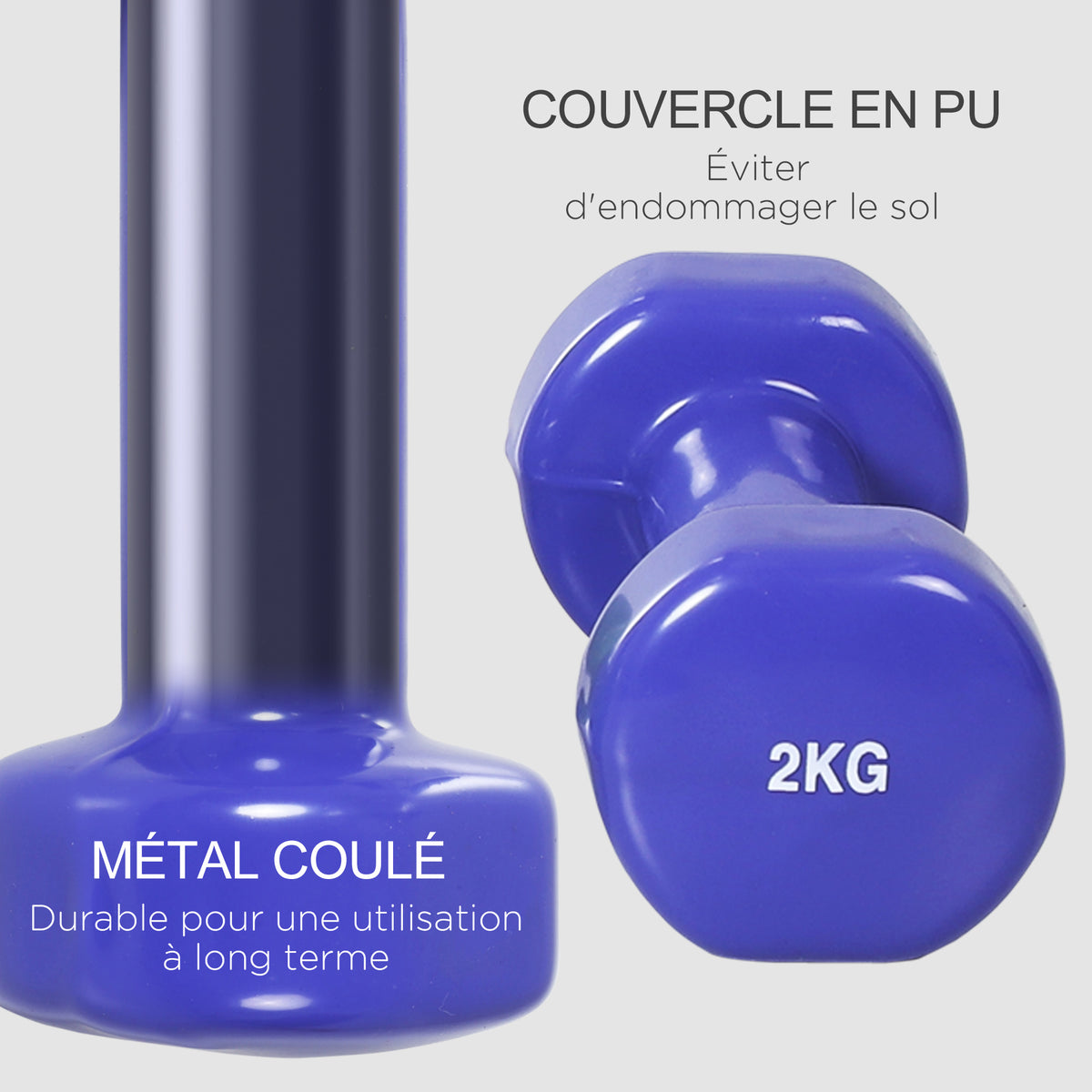 Ensemble d'haltères courtes total 10 Kg - paires de 0,5/1/1,5/2 Kg avec malette - entraînement musculaire & haltérophilie - métal PU rose, jaune, vert, violet-4