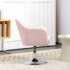 Fauteuil de salon coussins lombaires hauteur réglable pivotant 360° piètement en métal rose-7