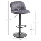 Lot de 2 tabourets de bar design contemporain avec repose-pieds hauteur réglable et pivotant gris-2