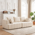 Canapé 3 places en chenille 248 cm, canapé salon moderne, large assise rembourrée, coussins à ressorts, beige-1
