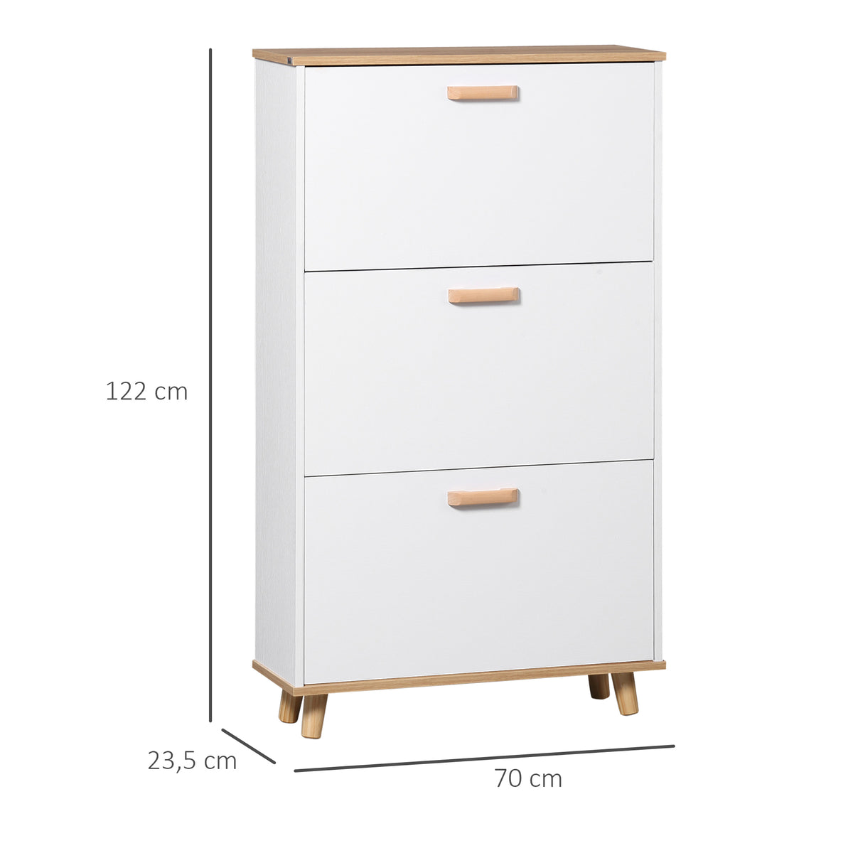 Meuble à chaussures style scandinave 3 abattants 70 x 23,5 x 122 cm blanc-2