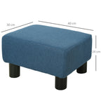 Pouf repose-pied tabouret bas en tissu de lin capacité de charge 110 Kg 40 x 30 x 24 cm bleu foncé-2