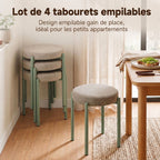 Lot de 4 Tabourets Empilables Ronds avec Assise Rembourrée, sans Dossier, Gain de Place, 45 x 45 x 47,5 cm, Marron Cair-5
