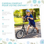 Trottinette patinette Vélo Enfant à partir de 5 Ans Tout Terrain Grands pneus gonflables Guidon réglable poignées Freins et béquille pour Adultes et Enfants Acier Noir-5