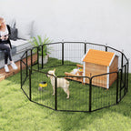 Parc pour chien, enclos chien 12 panneaux modulable et pliable, portable en acier avec porte 68 x 80 noir-7