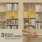 Bibliothèque 6 Niveaux, Étagère de Rangement avec 17 Compartiments et Étagères Réglables, 149 x 23,6 x 188 cm, Chêne-4