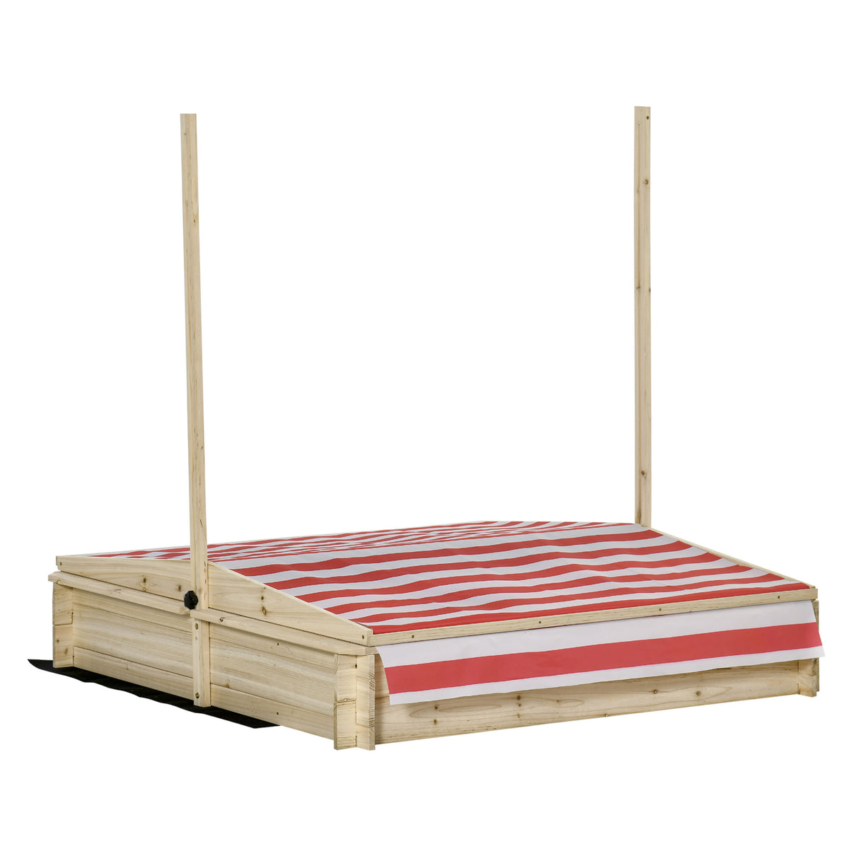 Bac à Sable Bois Sapin carré dim. 1,18 x 1,18 x 1,18 m - Hauteur, Inclinaison Toit réglables, refermable - 2 bacs-6
