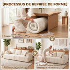 Canapé 3 places en chenille 248 cm, canapé salon moderne, large assise rembourrée, coussins à ressorts, beige-6