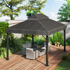 Toile de rechange pour pavillon toile de tonnelle 4 x 3 m, double toit avec trous de drainage, polyester 370 g/m², gris-8