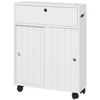 Meuble de rangement toilette salle de bain avec rangement papier toilette sur roulettes - 52 x 17 x 67 cm blanc-0