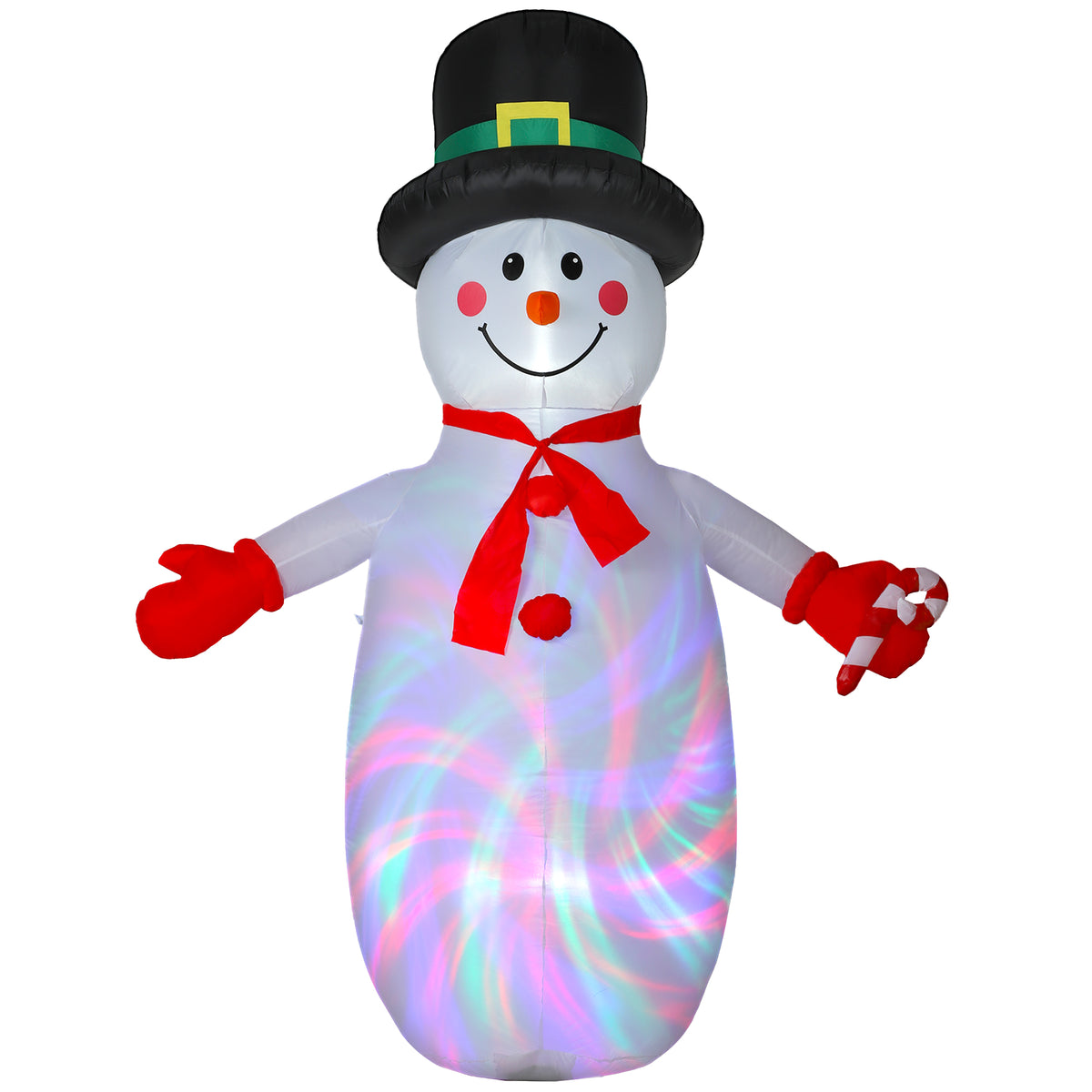 Bonhomme de neige gonflable de Noël, 240 cm, décoration gonflables de Noël avec lumières LED, 177x78x240cm, multicolore-0