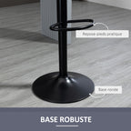 Lot de 2 tabourets de bar design contemporain avec repose-pieds hauteur réglable et pivotant gris-5
