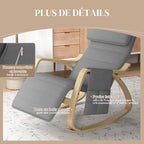 Fauteuil relax à bascule fauteuil allaitement avec repose-pieds réglable, poche latérale et appui-tête, gris-5