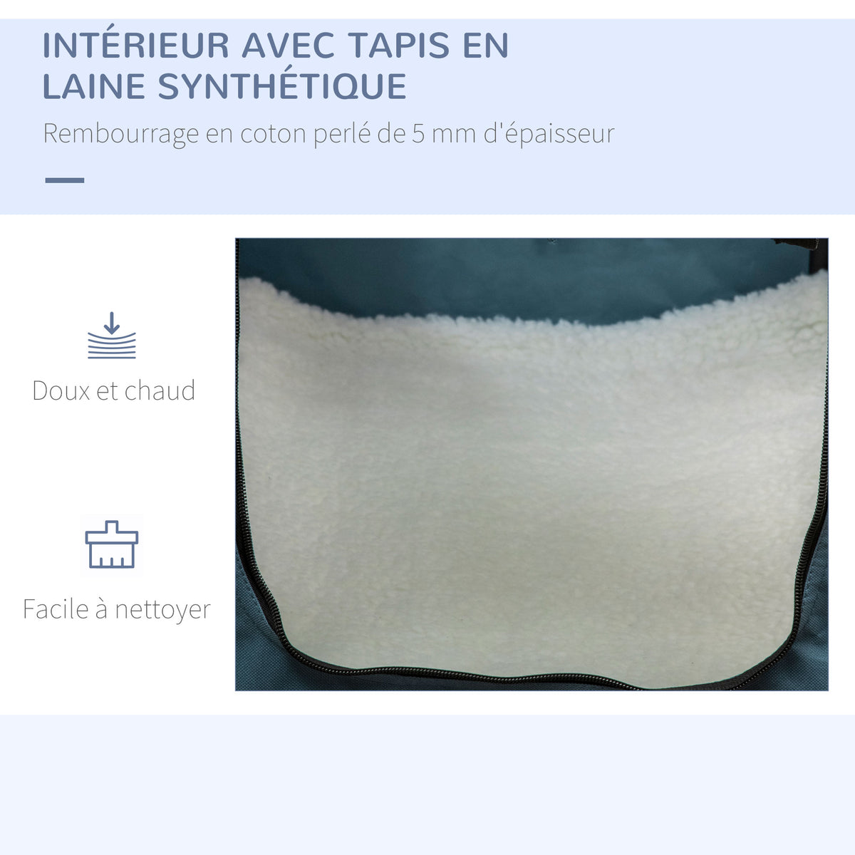 Sac de transport pliable pour animaux de compagnie avec poignée tissu en maille 69 x 51 x 51 cm bleu noir-4