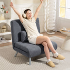 Fauteuil convertible 1 place, fauteuil-lit clic-clac 3 en 1 avec dossier réglable, oreiller, assise large, gris foncé-1