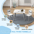 Ensemble table et chaises pour enfants, table pour enfant avec 2 chaises, motif animaux pour chambre à coucher gris-3