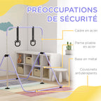 Barre de gymnastique pour enfants, barre horizontale pliable à hauteur réglable avec anneaux de gymnastique, violet-4