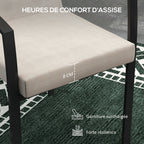Lot de 2 coussins d'extérieur pour fauteuil chaise à dossier avec attaches rembourrage 8 cm, dim. 112L x 51l cm, beige-3