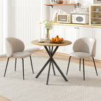 Table à manger ronde pour 2 personnes avec plateau aspect bois et piètement croisé en acier, blanc chêne-9