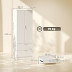 Armoire Chambre Penderie avec 2 Tiroirs, 2 Portes à Fermeture Douce et Barre de Suspension, 60 x 47 x 180 cm, Blanc-2