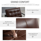 Fauteuil de salon Chesterfield Fauteuil Relax Assise Dossier capitonnés Structure métal Noir revêtement synthétique Chocolat-5