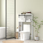 Meuble de rangement au-dessus des toilettes avec porte coulissante, Meuble étagère dessus WC, étagère réglable, blanc-7