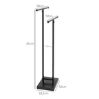 Porte-serviettes sur pied autoportant 2 niveaux en métal pour la salle de bain, dim. 50l x 18,5P x 85H cm, noir-2