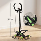 Stepper avec guidon, stepper de fitness avec écran LCD, pédales antidérapantes, marche d'escalier pour maison, bureau, salon, salle de sport, vert et noir-2